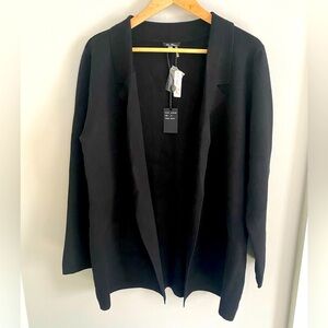 Vila Milano Womens XL Black Knit Open Sweater Blazer - NWT
